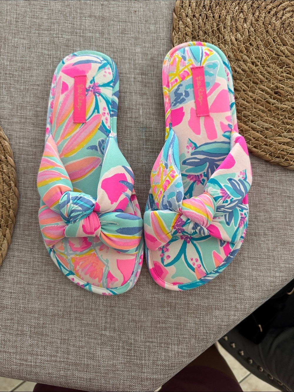 Lilly Pulitzer Multi-Color Floral Knot Slide Sandals
